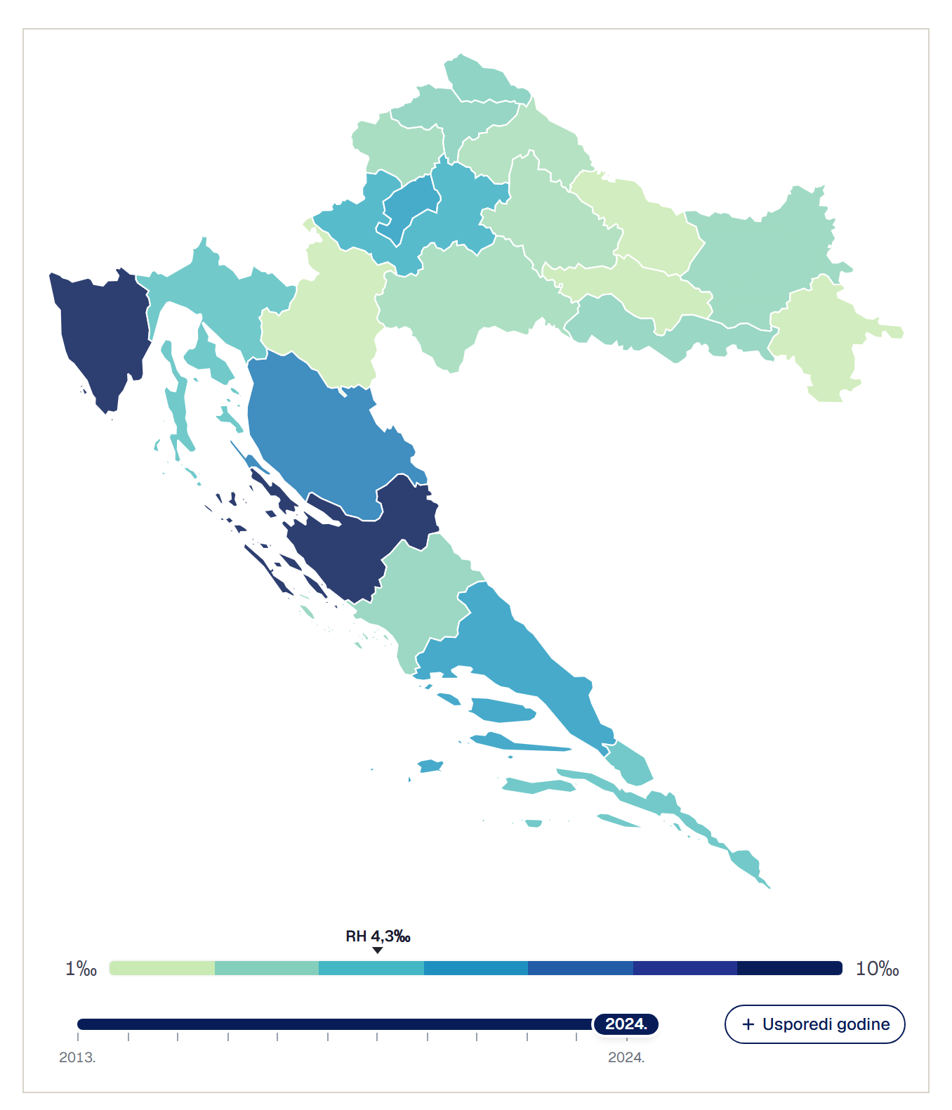 Završeni stanovi na 1.000 stanovnika po županijama i općinama